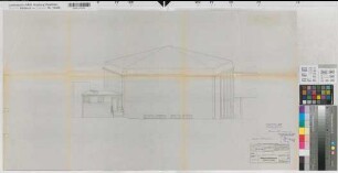 Münster (Münster) Neubau des Gymnasiums Paulinum Aula Ansicht des Südgiebels 1957 1 : 50 50 x 92 Pause Staatshochbauamt Münster Regierung Münster Nr. 34075