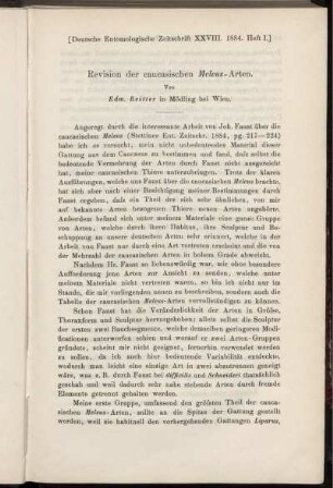 Revision der caucasischen Meleus- Arten.