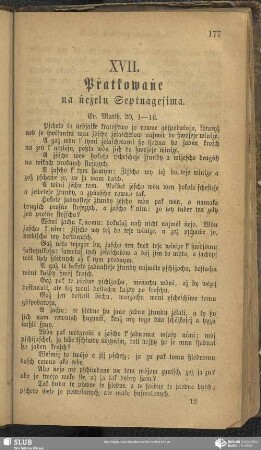 XVII. Pṙatkowaṅe na ṅeżelu Septuagesima