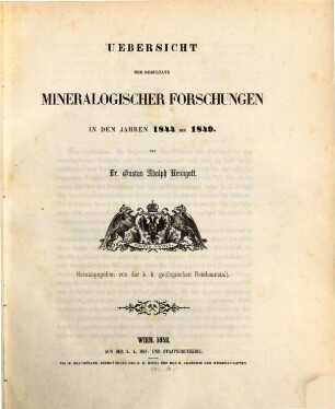 Übersicht der Resultate mineralogischer Forschungen : in d. Jahren .... 1844/49 (1852)