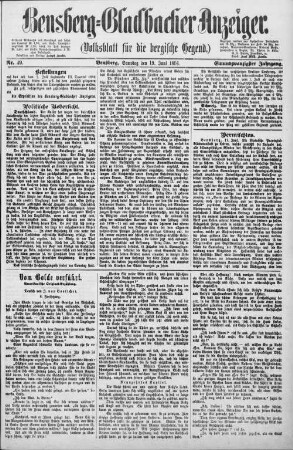 Bensberg-Gladbacher Anzeiger. 1870-1907