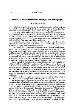 Umbruch im Raumlehreunterricht aus organischer Bildungsschau