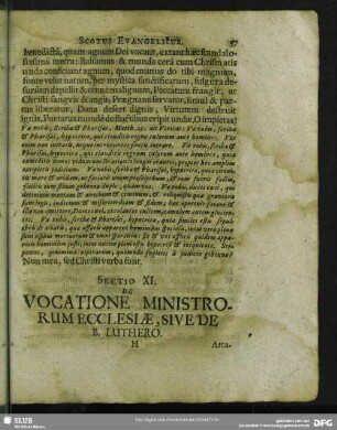 Sectio XI. De Vacatione Ministrorum Ecclesiae, Sive De B. Luthero