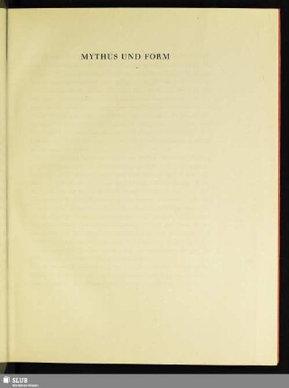 Mythus Und Form