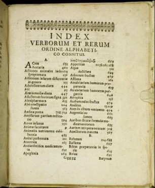 Index Verborum Et Rerum Ordine Alphabetico Consitus.