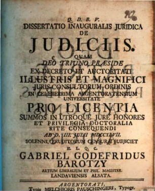 Diss. inaug. iur. de iudiciis