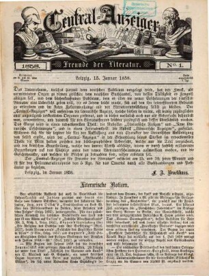 Central-Anzeiger für Freunde der Literatur. 1. 1858