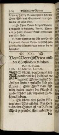XXI. Vom Wort Gottes und der Christlichen Kirchen.