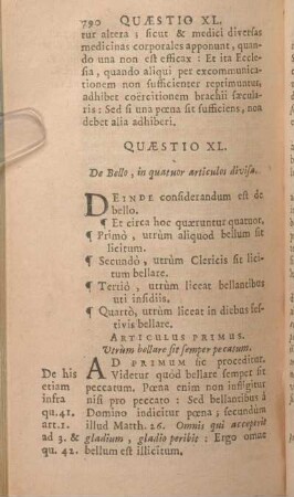 Quaestio XL. De Bello, in quatuor articulos divisa.