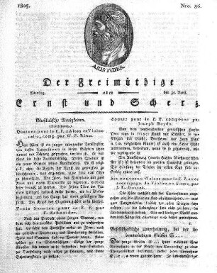 Nro. 86, Dienstag, den 30. April 1805