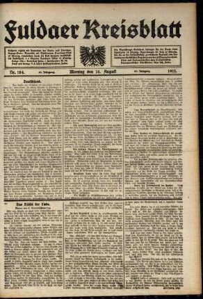 Ausgabe vom Montag, den 14. August 1911.