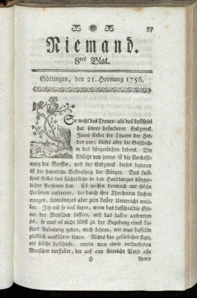 8tes Blat. Göttingen, den 21. Hornung 1756.