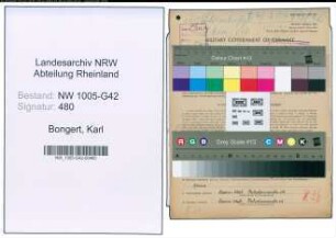 Entnazifizierung Karl Bongert , geb. 23.01.1911 (Schornsteinfeger)