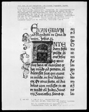 Evangeliar — Initiale A, Folio 1recto