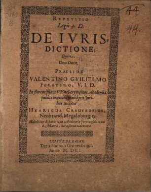 Repetitio Legis 3. D. de iurisdictione