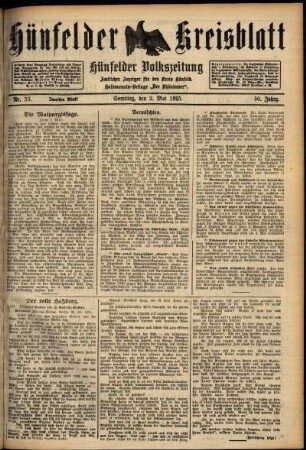 Zweite Ausgabe vom Samstag, den 02. Mai 1925.