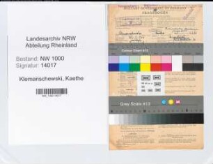Entnazifizierung Kaethe Klemanschewski, geb. 22.01.1906 (Postassistentin)