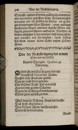 Von der Rechtfertigung des armen Sünders vor Gott.