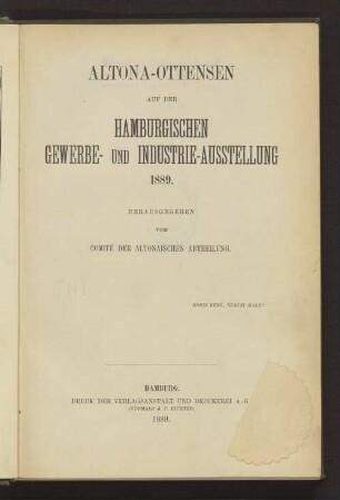 Altona-Ottensen auf der Hamburgischen Gewerbe- und Industrieausstellung 1889