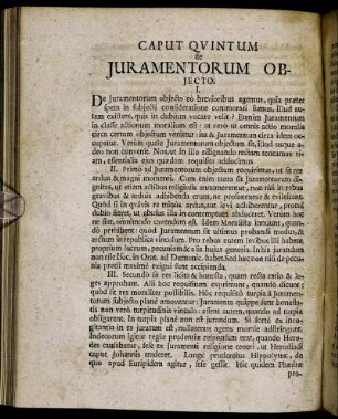 Caput Quintum de Juramentorum Objecto.