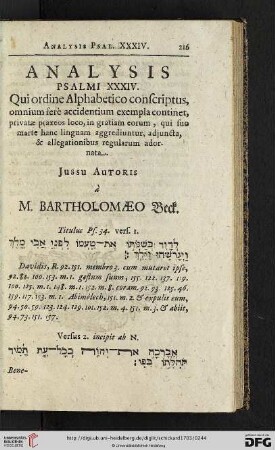 Analysis psalmi XXXIV
