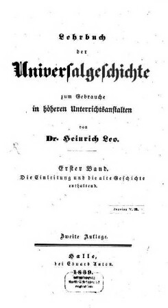 Bd. 1: Die Einleitung und die alte Geschichte enthaltend