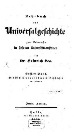 Bd. 1: Die Einleitung und die alte Geschichte enthaltend