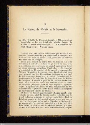 II. Le Kaiser, de Moltke et le Kronprinz