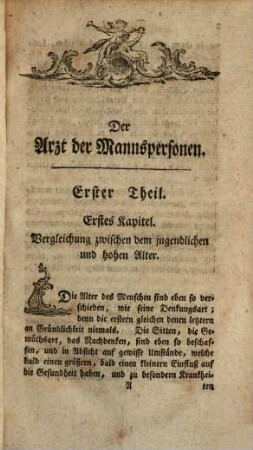 Der Arzt der Mannspersonen, von ihrer Mannsbarkeit an bis in das höchste Alter : Aus dem Französischen