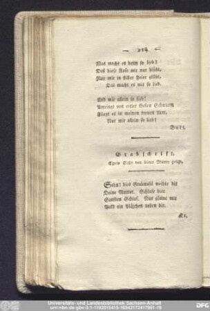 Grabschrift. Einem Sohn von seiner Mutter gesezt.