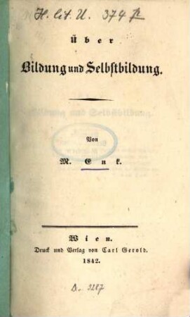 Über Bildung und Selbstbildung