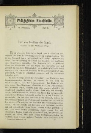 Über das Studium der Logik