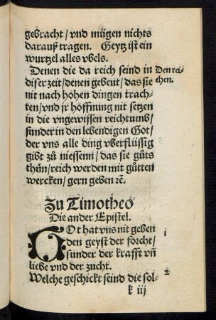 Zu Timotheo Die ander Epistel.