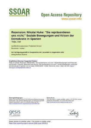 Rezension: Nikolai Huke: "Sie repräsentieren uns nicht." Soziale Bewegungen und Krisen der Demokratie in Spanien
