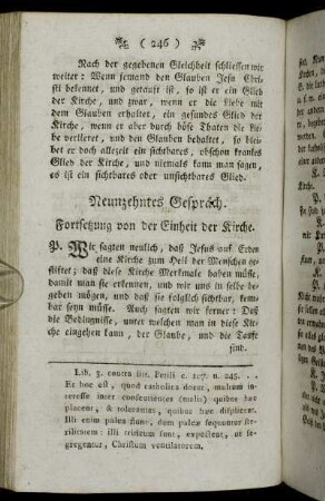 Neunzehntes Gespräch. Fortsetzung von der Einheit der Kirche. - Zwanzigstes Gespräch. Fortsetzung von der Heiligkeit der Kirche.