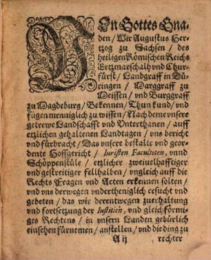 Augusten Hertzogen zu Sachsen ... Verordnungen und Constitutionen des rechtlichen Process