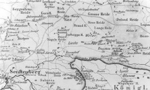 Drebkau-Kausche. Geognostische Karte der Preußischen Oberlausitz, von Glocker, 1857 (Sign.: VII 65)
