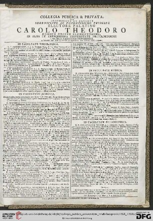Collegia publica et privata, quae ... in alma et antiquissima Universitate Heidelbergensi ... tradentur
