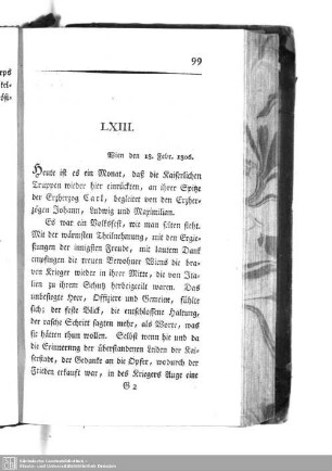 LXIII. Wien den 18. Febr. 1806