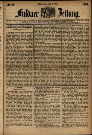 Ausgabe vom Donnerstag, den 01. Mai 1884.