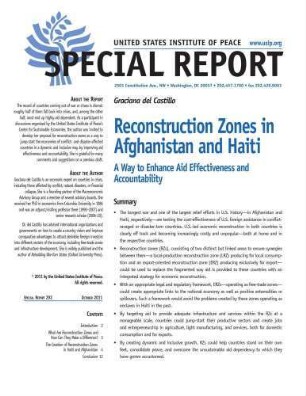 Reconstruction zones in Afghanistan and Haiti : a way to enhance aid effectiveness and accountability