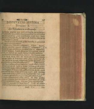 Disputatio Septima. Titulus X. De Testamentis ordinandis.