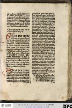 Sicut per unius delictum... Ante initium illius epistole scribit sanctus Paulus in eodem capitulo dicens Si enim unius...