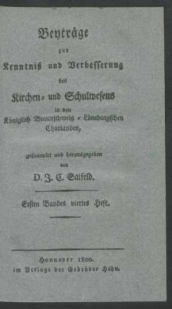 Ersten Bandes viertes Heft
