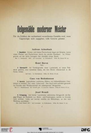 Oelgemälde moderner Meister (Nr. 1-127)