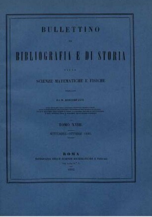Tomo XVIII. Settembre-Ottobre 1885.