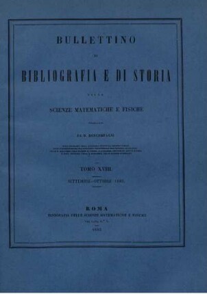 Tomo XVIII. Settembre-Ottobre 1885.