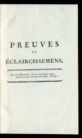 Preuves Et Èclaircissemens.