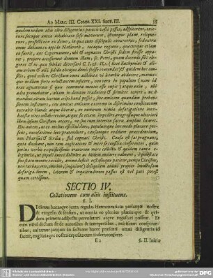 Sectio IV. Collationem cum aliis instituens