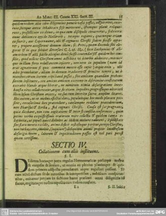 Sectio IV. Collationem cum aliis instituens